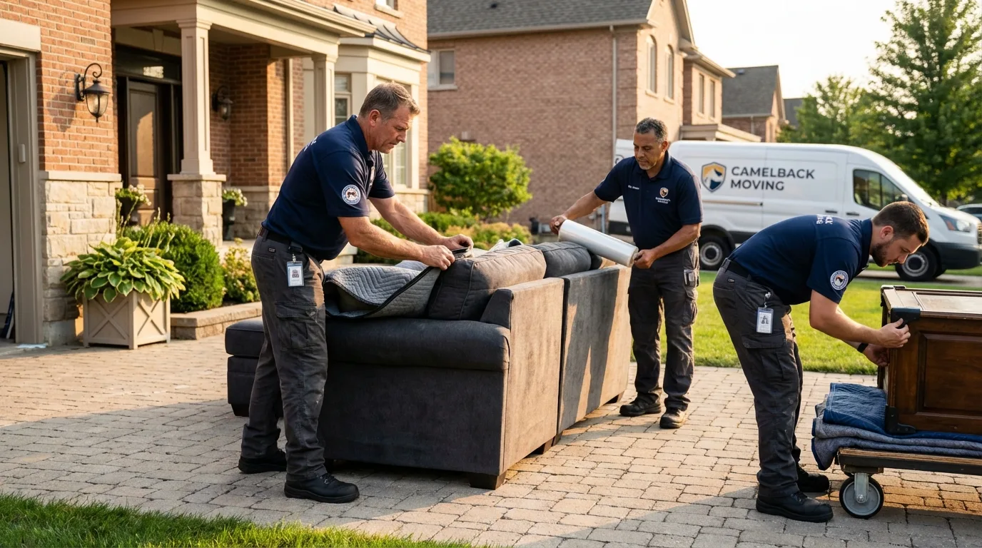 Large estate moving crew wrapping furniture in Constantine, MI