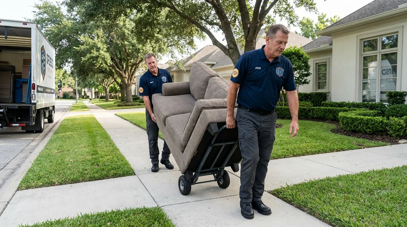 Local residential moving crew loading furniture in Constantine, MI